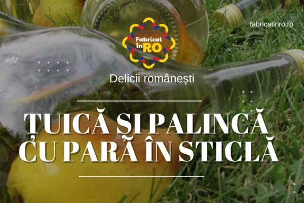 Țuică și palincă de calitate, cu pară în sticlă, arome minunate și pahare elegante